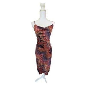 ABS by Allen Schwartz Snakeskin Cowl Neck Midi Dress Size M